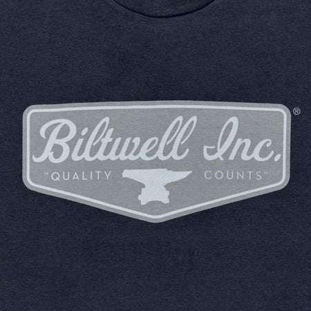 Thanks for repping the Biltwell brand with this low-key logo t-shirt! 100% pre-shrunk 6oz cotton t-shirt is detailed with hand-screened water-based inks; woven clip tags and the irritating collar tag has been replaced by a screen-printed label. We consider this the perfect t-shirt blank; it''s got a buttery feel and is thick enough to be durable; but not a baggy old man shirt. It''s a true regular-fit; not a super thin slim-fit.