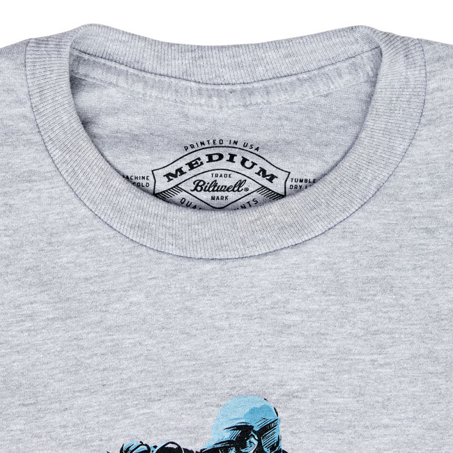 Biltwell Roost T Shirt Sporty Grijs Katoen 6oz Regular Fit Watergebaseerde Inkt