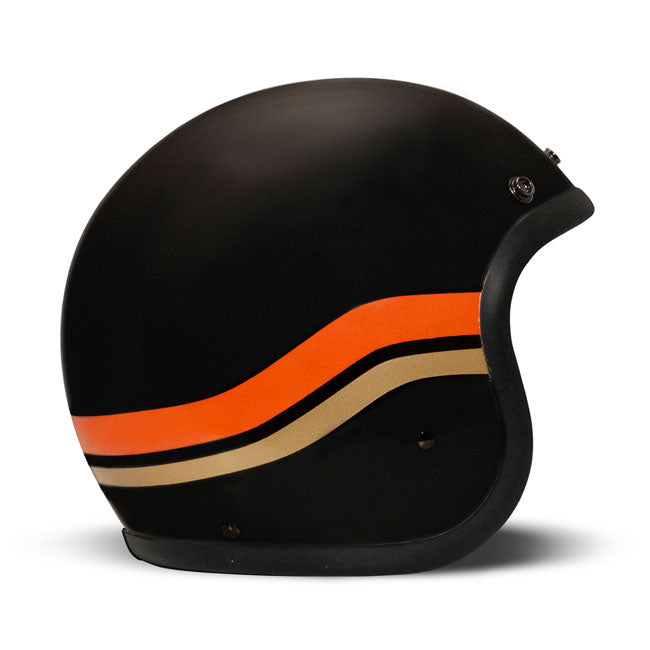 DMD Retro Helm Matt Black Sunset ECE 22.06 Glasvezel Met Bluetooth Wasbare Voering Drie Maten