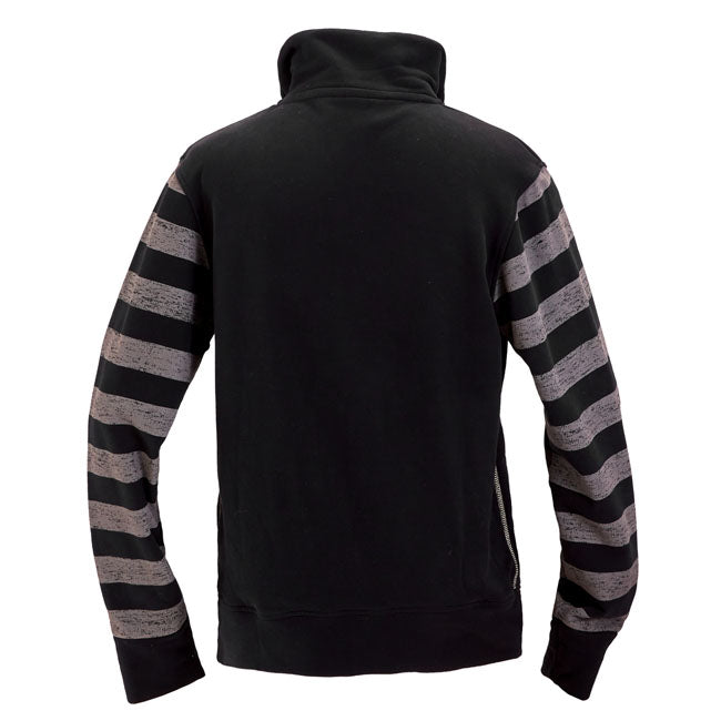Built for the workshop; the road; and everything in between; the Holy Freedom Chop zipped sweat delivers raw style with functional muscle. Made from 100% unbrushed emery cotton; it's tough yet breathable; with a windproof front lining to keep the chill out. Distressed fabric edges; water-based prints; and a metallic zip give it that worn-in; worked-hard attitude. Finished with welt pockets and built to move.