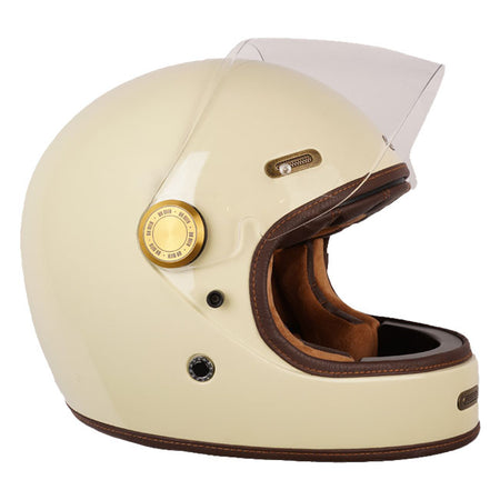 The By City Roadster III helmet blends timeless design with advanced safety. Crafted from fiberglass; it offers durability and a lightweight feel. The leather-finished; removable; and washable multi-density padding ensures maximum comfort; while ventilation inlets and a rear fastening system provide added functionality. The injected visor; anti-fog ready with by laminate; guarantees clear vision in any weather. A double buckle closure ensures a secure fit; and it's Bluetooth system ready for seamless connec