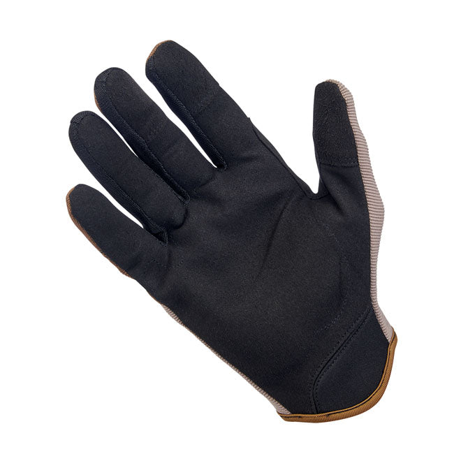 Biltwell Moto Gloves are designed for riding and working on motorcycles-no carbon fiber; no fringe and no compromises. Rugged single- and double-needle polyester stitching throughout and smart screen thumb and finger tips. Synthetic leather palms provide traction while ventilated backs breathe to keep hands cool and dry.