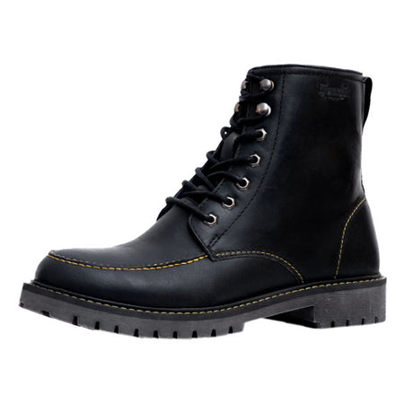 The Trip Machine Moc-toe boots is a classic that has stood the test of time. Originally designed in the early 1900s for factory workers; the boots are crafted with a distinctive moccasin-style toe; which provides extra protection and durability for the toe area. The Moc-toe features an additional 1.8 mm mould at the toe and heel along with ankle protectors. Crafted from heavy duty abrasion resistant leather; the boots are engineered to protect in case of the unfortunate slide. The sole is resin based that's
