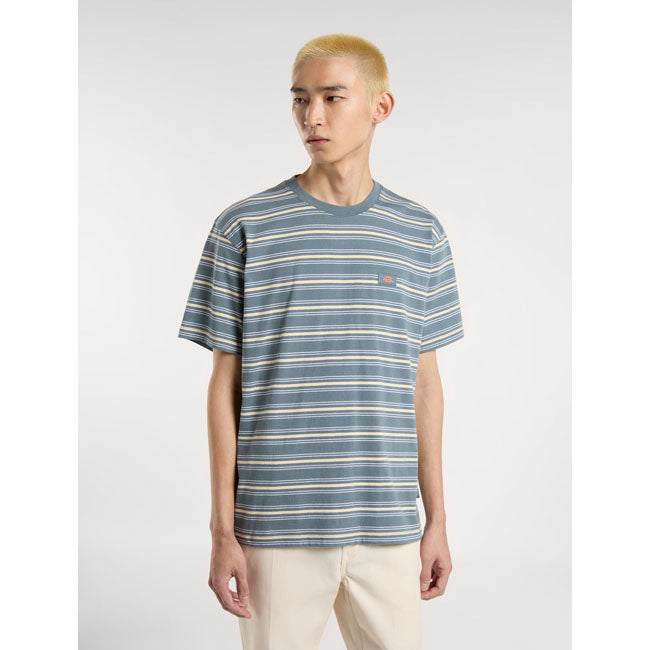 Dickies Lewistown Stripe T Shirt Heren Stormy Weather Katoen Gestreept Casual Streetwear