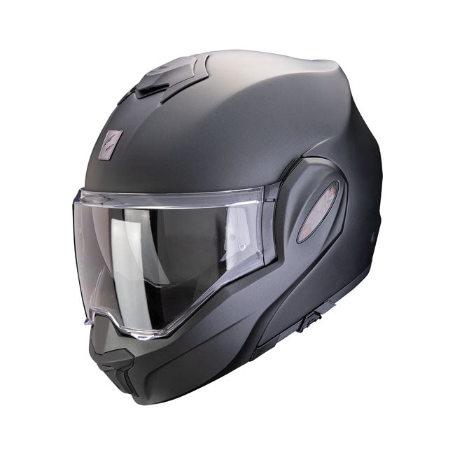 The Scorpion EXO-Tech EVO PRO takes the exceptional features of the EXO-TECH series and elevates them to new heights. With its full-face alike design; wide vision and Pinlock-ready shield; this helmet sets a new standard of style and performance. Its easy-to-use chin bar mechanism and one-touch top vent provide effortless operation and enhanced ventilation. KwikWickrC moisture-wicking liners to keep you cool and dry and tension spring applied one-touch top vent. You will see the differences when you view it