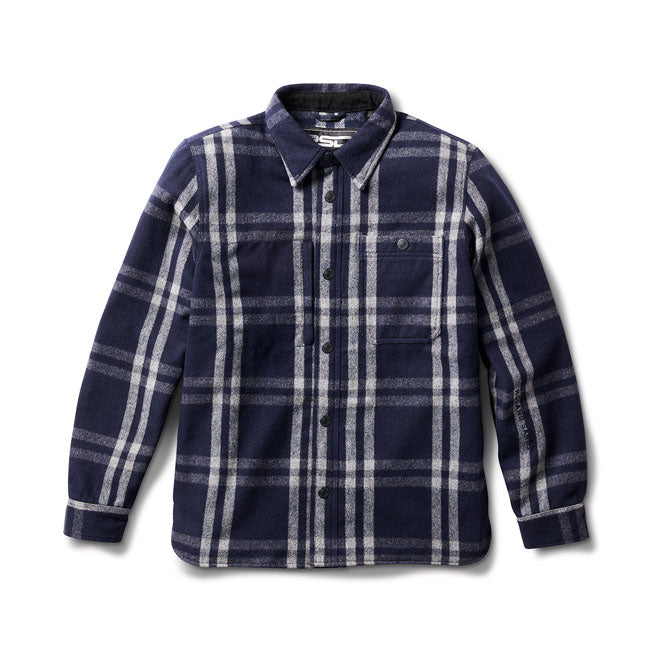 Roland Sands Buellton Riding Shirt Donkerblauw Wol Buitenlaag Waterafstotend Met Polyvoering