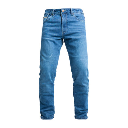 John Doe Taylor Monolayer straight fit jeans gives you CE AAA certified jeans in monolayer fabric design; as the name suggests; for a cool and comfortable wearing experience on a hot day. The design is based on a special weaving process that combines denim fabric with XTM-Fiberr. In combination with the knee and hip protectors; this will protect you from anything you might encounter on the road. Taylor Monolayer has a standard-fit classical five-pocket style; enough stretch in the fabric to ensure excellent