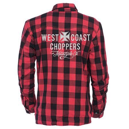 The WCC Motorcycle Co. Kevlar riding shirt with polyester inner lining and 100% Aramid DuPontT Kevlarr fiber protection layer. The outer lining consists of 100% cotton. This flannel shirt is made from functional fabric with breathable; waterproof membrane with high sensitivity concerning weather conditions; pockets for elbow; shoulder & back protectors; snap buttons and 2 inside pockets. Protection layer: Kevlar ARAMID fiber by DuPont Outer lining: 100% cotton / Inner lining: polyester Full body and arms