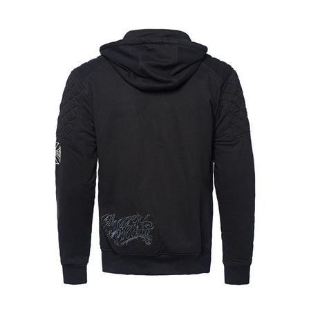 Based on one of the best-selling hoodies; this WCC riding hoodie is made to protect you while riding. The outer shell is made of 50% cotton and 50% polyester; the inside shell is a full layer of aramid which gives great abrasion and tear resistance. This ensures it will protect your full body in case of falling and not only the impact area's. The hoodie also has armour pockets on impact areas (elbows; shoulder and back). Further on all pockets have YKK zippers so this will make sure you keep all your belong