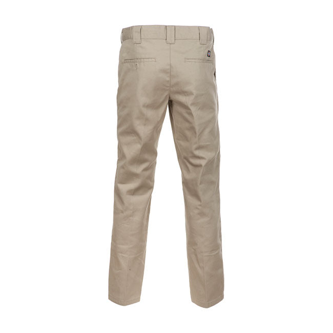 The Dickies 872 Work pants is a modern take on a classic heritage chino with a slim tapered fit that sits at the waist. Constructed in the 66 cloth; 65% polyester 35% cotton; now produced of consciously sourced recycled fibres for comfort and ease of movement. This wrinkle resistant chino is offered ina wide range of fade resistant colors. A slimmer work inspired pants designed to look smart with durability at its core.
