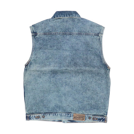 The MCS Denim vest is a classic one! You can put buttons and patches on or leave it like it is. It is up to you! It''s made out of 100% cotton with 2 breast and 2 side pockets. The vest is machine washable on 30øC. We store; your roar!