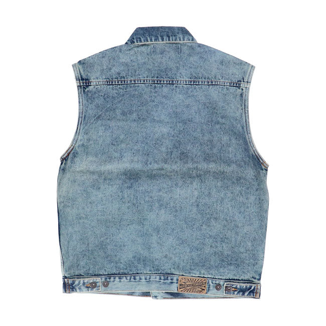 The MCS Denim vest is a classic one! You can put buttons and patches on or leave it like it is. It is up to you! It''s made out of 100% cotton with 2 breast and 2 side pockets. The vest is machine washable on 30øC. We store; your roar!