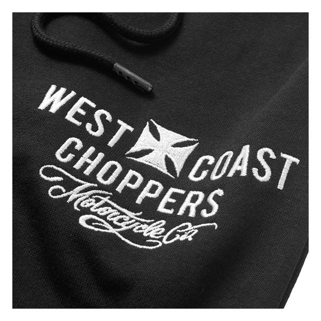West Coast Choppers WCC Frisco Sweatpants Zwart Geborduurd Logo OG Kruislabel Katoen Polyester