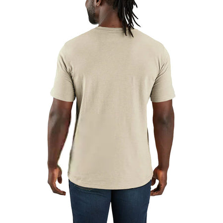 Lightweight; breathable; and made to move. This Carhartt relaxed-fit t-shirt is built from soft cotton-blend jersey and features a rib-knit crew neck; strong stitching; and a bold Carhartt block logo across the chest. Relaxed Fit Short Sleeve Rib knit crew neck Flat two needle cover stitch hem Carhartt "Block Logo" graphic print on front Woven Lightweight Jersey Cotton/Poly Vortex 60% Cotton/40% Polyester