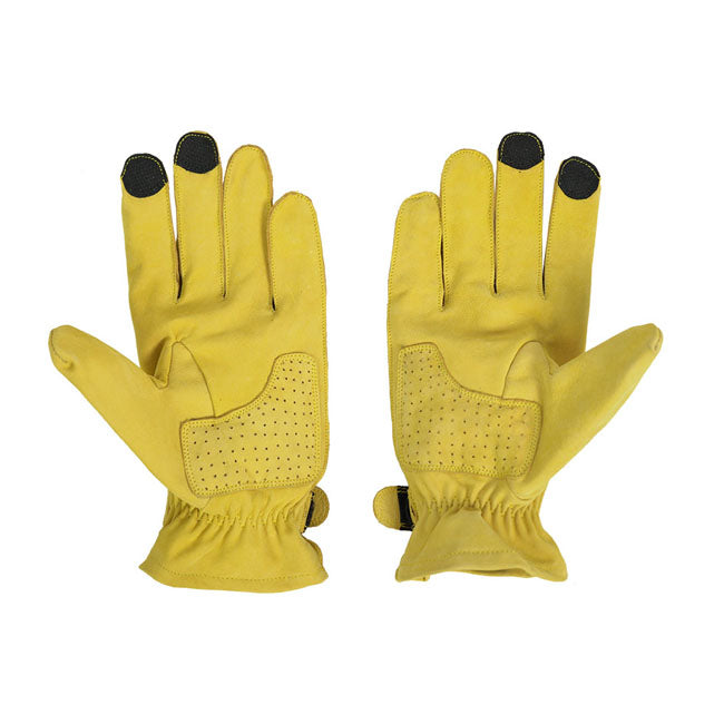 By City Texas Gele Leren Motorhandschoenen Met Touchscreen CE EN13594 Niveau 1 Premium