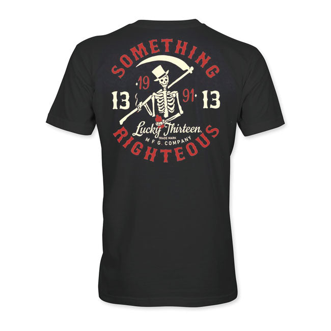 Lucky 13 Something Righteous T Shirt Zwart Van Zware Katoen Met Rugafdruk En Logokraag Voor Streetwear