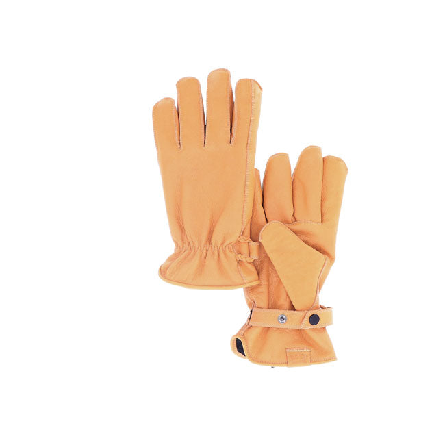 Roeg Jettson Leren Motorhandschoenen Geel Met Drukknop Pols CE EN 13594 2015 Voor Veiligheid Vintage Stijl