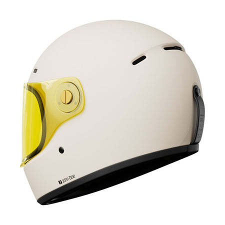 The John Doe JD/One Helmet gives you no end of possibilities for customization to match your look. The helmet comes in a retro 70s design without compromising on safety and comfort. Whether you're into speeding along the highways; planning an off-road adventure; or aiming for that old-school look; this helmet goes with every motorbiking style. The newly developed Multi-Lock system makes it easy to attach accessories such as a visor; sun peak; or blanking panel. This lets you customize your helmet exactly th