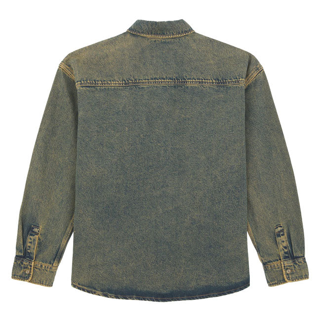 The Houston Shirt is an authentic; relaxed; button-down long sleeve with a curved hem. Made with our seasonal lightweight denim; featuring two front pockets; back yoke panelling and Dickies patch logo on the front. A timeless work-inspired shirt that has comfort; function and durability by design.Materials: LIGHT DENIM; 100% COTTON.