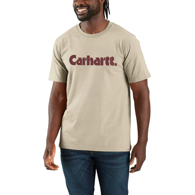 Carhartt Logo Graphic T Shirt Oat Milk Lichtgewicht Ademend Katoen Polyester Jersey