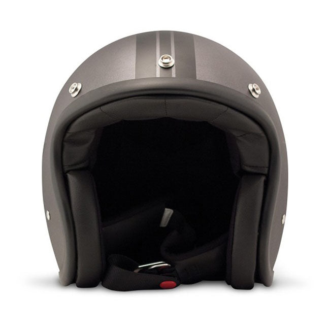 Embrace the fusion of classic style and modern functionality with the DMD Retro helmet; a nod to the iconic 70''s design. This helmet isn''t just a protective gear but a statement piece; crafted for those who dare to stand out. With its ECE 22.06 approved fiberglass shell available in three sizes; it offers a snug fit. The helmet is bluetooth ready; features integrated snaps for visors; and boasts a luxurious; washable lining with Velcro for a custom fit. Secured with a padded chin strap and a reliable Doub