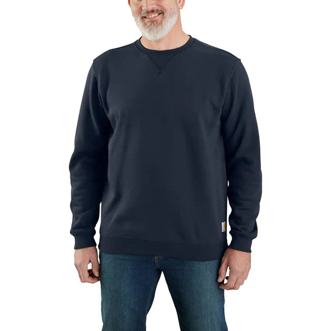 Carhartt Basic Sweatshirt Donkerblauw Katoenmengsel Middelzware Fleece Elastische Boorden