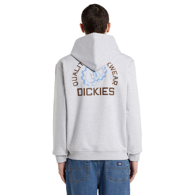 The Payson Hoodie is a relaxed fit hooded pullover sweater. Made out of comfortable and heavy 420GSM brushback cotton blend; features include lined drawstring hood; front left hand chest artwork with large ironworks inspired artwork on the back; kangaroo pocket; and woven Dickies sideseam label. A heavyweight hoodie with all new artwork and authentic Dickies construction and fabrication. Relaxed fit 80% cotton / 20% polyester 420GSM brushback cotton blend