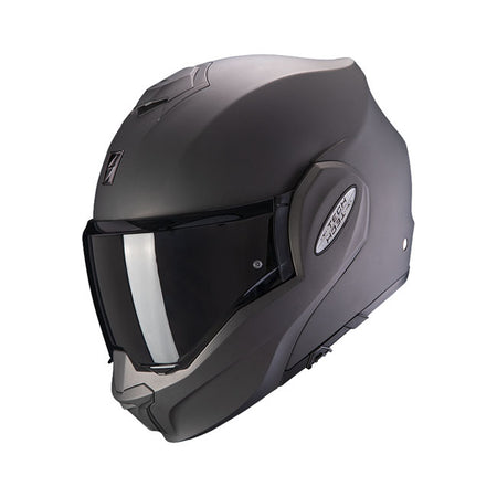 Scorpion EXO-Tech EVO does not want to be just another flip-back style modular helmet but to be a game changer with its perfect full-face looking design; wide vision with Pinlock-ready shield; low-volume shell; easy-to-operate chin bar mechanism; KwikWickrC moisture-wicking liners to keep you cool and dry and tension spring applied one-touch top vent. You will see the differences when you view it; you will feel the differences with you wear it; and you will experience the differences when you ride with it. 
