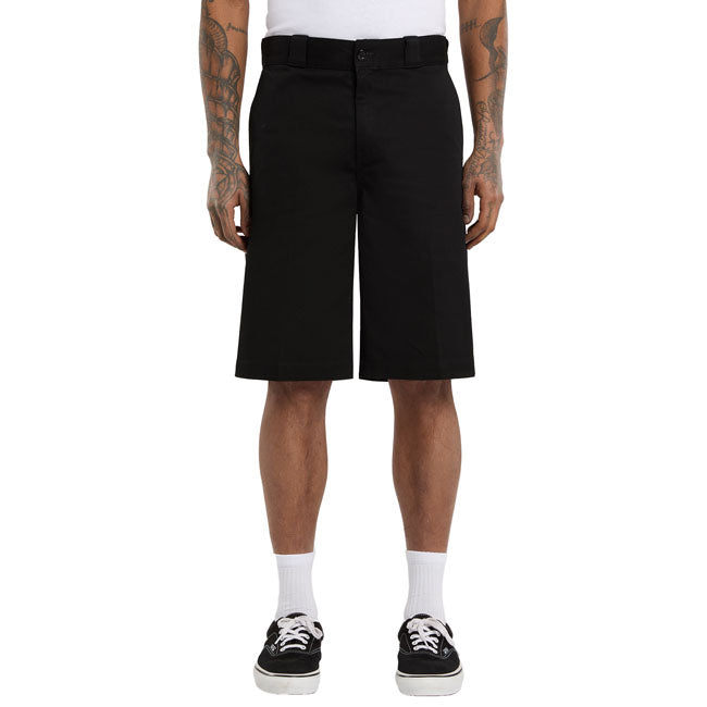 The Dickies 247 Shorts are a regular fit twill short with authentic Dickies detailing and fabrication. These 10 inch inseam shorts are made out of 8.3oz enzymewashed cotton twill. Featuring work pant features like inside waistband and belt loops; slanted front pockets; back welt pockets; back phone / tool welt pocket;front zip and button closure; and dyed-to-match woven label at the back. Available in a wide range of classic and seasonal fade resistant colors. A classic workwear short built to be durable an