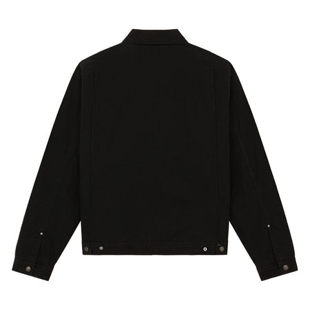 The Dickies Painter canvas jacket is a regular fit jacket built on the most recognisablejacket; the Eisenhower. Made with comfort washed 12OZ canvas cotton; featuring angledwelt pockets; left chest welt pocket with zip; adjustable cuffs and hem; blanket lining;back pleats; full metal zip; internal pocketing; and small woven Dickies label belowchest pocket zip. Classic silhouette with new fabrication and detailing.