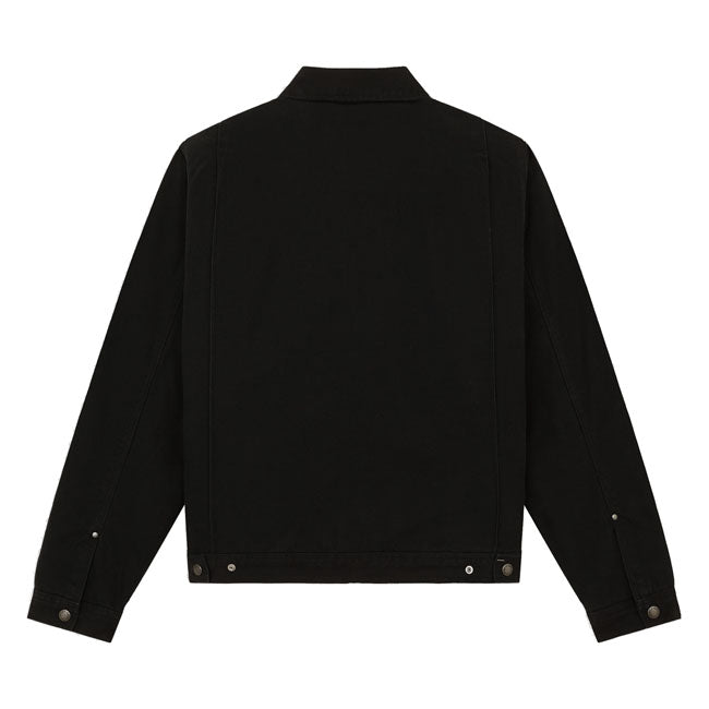 The Dickies Painter canvas jacket is a regular fit jacket built on the most recognisablejacket; the Eisenhower. Made with comfort washed 12OZ canvas cotton; featuring angledwelt pockets; left chest welt pocket with zip; adjustable cuffs and hem; blanket lining;back pleats; full metal zip; internal pocketing; and small woven Dickies label belowchest pocket zip. Classic silhouette with new fabrication and detailing.