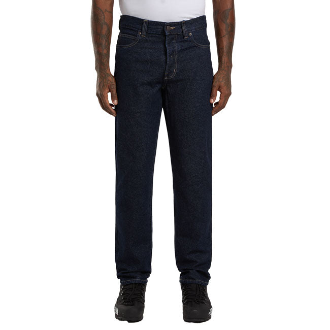 The Dickies 982 Slim jeans are a slim fit; tapered leg jeans. Made out of 11oz cross slub denim twill for comfort and durability; features include 5 pocket setup; shank fly closure; front pockets reinforced with metal rivets; and woven label on back patch pocket. Reliable and comfortable for daily wear and tear. Slim fit with tapered leg 100% cotton