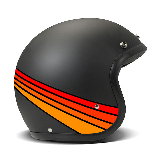 Embrace the fusion of classic style and modern functionality with the DMD Retro helmet; a nod to the iconic 70''s design. This helmet isn''t just a protective gear but a statement piece; crafted for those who dare to stand out. With its ECE 22.06 approved fiberglass shell available in three sizes; it offers a snug fit. The helmet is bluetooth ready; features integrated snaps for visors; and boasts a luxurious; washable lining with Velcro for a custom fit. Secured with a padded chin strap and a reliable Doub