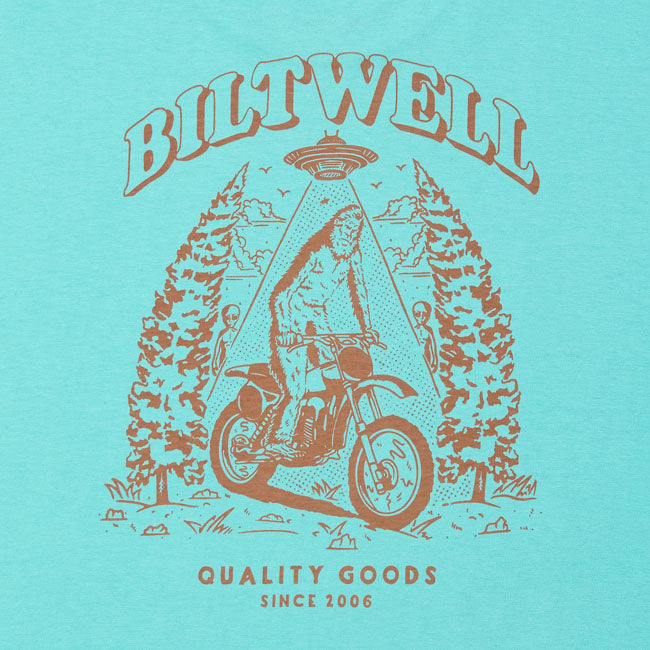 Biltwell Squatch T Shirt Chalky Mint 6oz Katoen Duurzaam Comfort Met Sasquatch Print