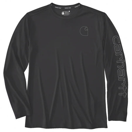 Relaxed fit ú 4 oz/ydý - 136 gsm ú 100% polyester ú interlock sun defender 40+ upf fabric ú carhartt forceT - fastdryT combined with anti-microbial properties ú fastdryT - wicks away moisture for comfort and fights odour with antimicrobial finish ú long sleeve ú rib knit crew neck ú flat two needle coverstitch hem ú carhartt "logo graphic" silicon graphic print on front and on left sleeve ú en 13758-2:2003+a1:2006 ú carhartt forceT labelling on left sleeve ú carhartt label on front