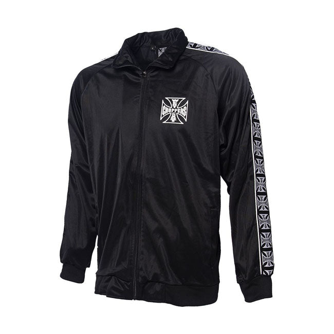 West Coast Choppers WCC OG Tracksuit Jas Zwart Brushed Tricot 100% Polyester Jacquard Logo Tape Met Ritssluiting