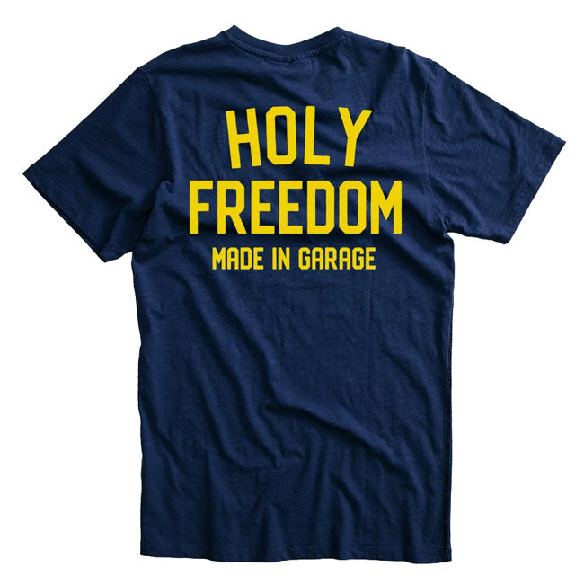 Holy Freedom Crew T Shirt Blauw 100 Procent Gerecycled Katoen Regular Fit Zachte Ademend Stof