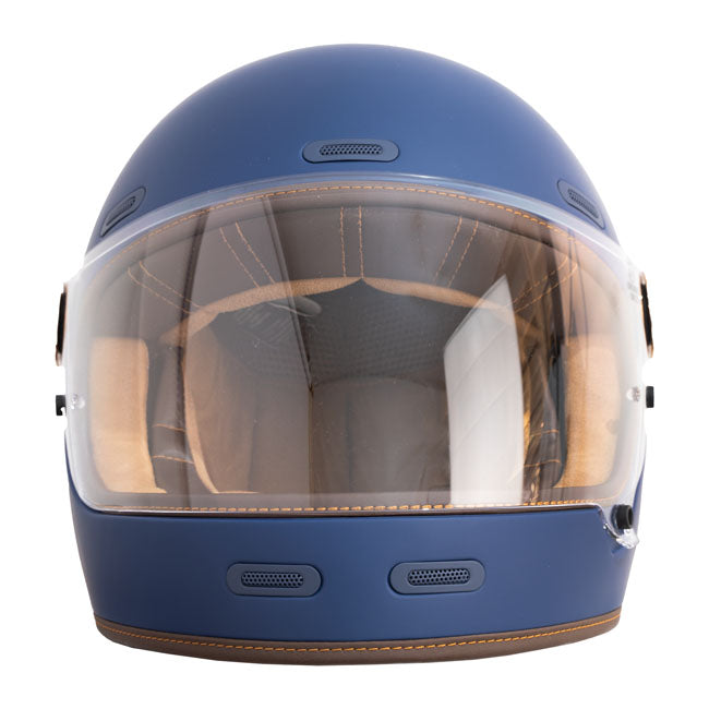 By City Roadster III Mat Blau Glasvezel Motorhelm Met Bluetooth Ventilatieopeningen En Anti Fog Vizier ECE R22.06