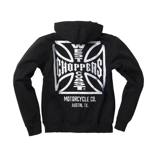 Built for the bold and born to ride; the West Coast Choppers OG ATX zip hoodie delivers heavyweight comfort with hardcore style. Crafted from a thick 330-gram cotton-poly blend; this hoodie doesn't just keep you warm; it tells the world exactly where you stand. The legendary OG ATX cross hits the chest and dominates the back; leaving zero doubt about your allegiance. With a comfort cut that gives you room to move. It's ready for the road; the garage; or wherever the hell you feel like going. This isn''t jus