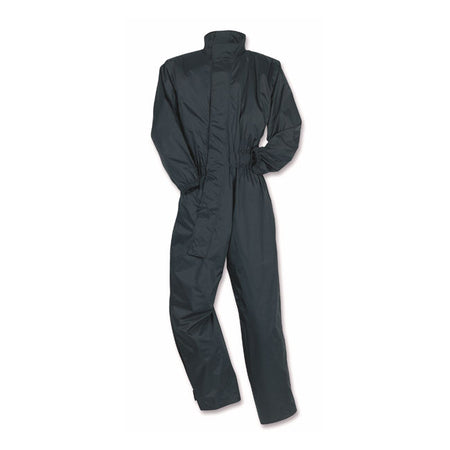 Waterproof rainsuit; made from nylon; with leg bottom fastening and reflective panel for visibility. Much needed when going to work or an a trip on rainy days. The side zip makes quick changing easy.