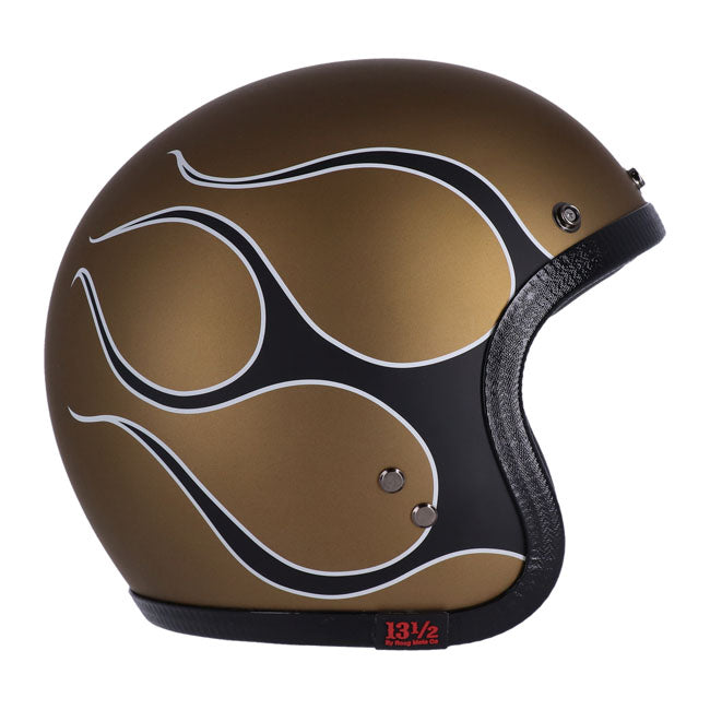 The best way to stay safe on a motorcycle is to not ride a motorcycle; but let's skip that option and go for an ECE 22.06 approved helmet that looks amazing. These 13 « Skull bucket helmets are old-school cool; with vintage colors and graphics that match your chopper style. The Buckets are made of fiberglass in four different shells and are available in sizes ranging from Extra Small to Double XL. Complete with padded chin strap and classic double d-ring closure; plus integrated snaps for shields and peaks