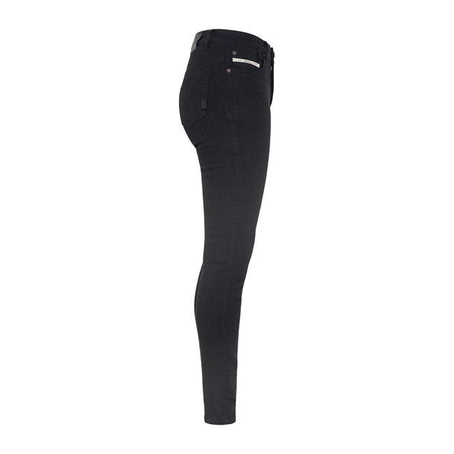 The John Doe Ruby Monolayer female jeans benefit from extreme flexibility. This comes from a high-stretch blend that gives you a perfect fit with fantastic levels of comfort. You won''t have to compromise on safety of course; as our high-cut five-pocket XTM monolayer denim jeans are AA-certified and will protect you in every situation with protectors to the knee and hip. CE certification: AA (EN 17092-3:2020) Monolayer design XTM-fibrer/stretch denim twill blend design XTMr Protector Ready Integrated he