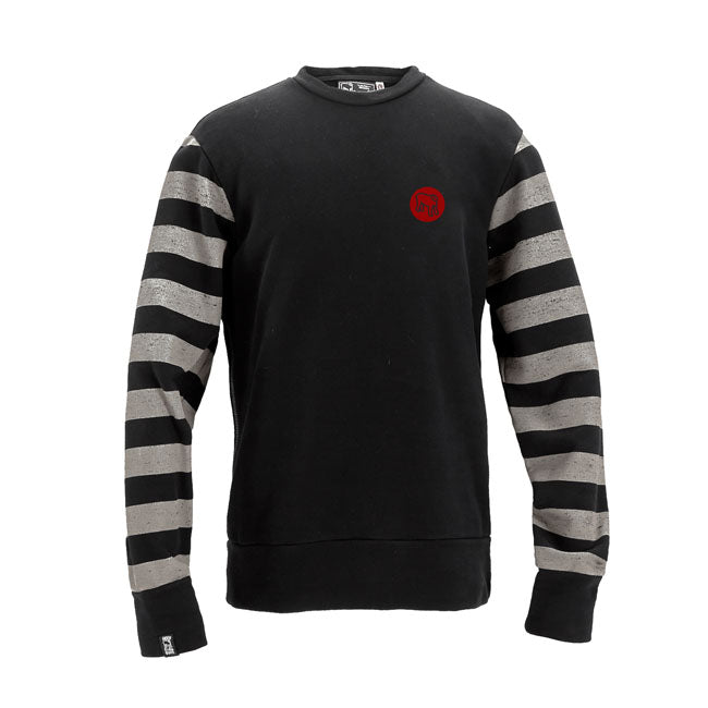 Built for riders who don't ease off; the Holy Freedom Fullthrottlers sweat blends 60% cotton with 40% polyester for a soft-yet-tough feel. The crew-neck cut with precise armhole construction keeps it classic; while brushed fabric and raw edges bring in that lived-in; road-worn vibe. Reinforced elbows handle the grind; a small HOLYFREEDOMr and a full-throttle back print makes your statement loud and clear. Finished with a guardian bell on the right sleeve; your silent co-pilot for every ride.