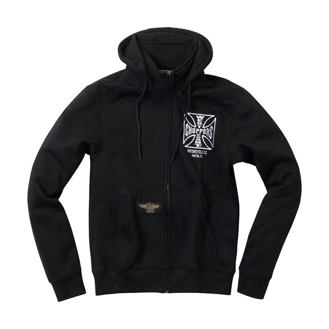 West Coast Choppers WCC OG ATX Zip Hoodie Zwart Katoen Polyblend 330 Gram Comfort Pasvorm