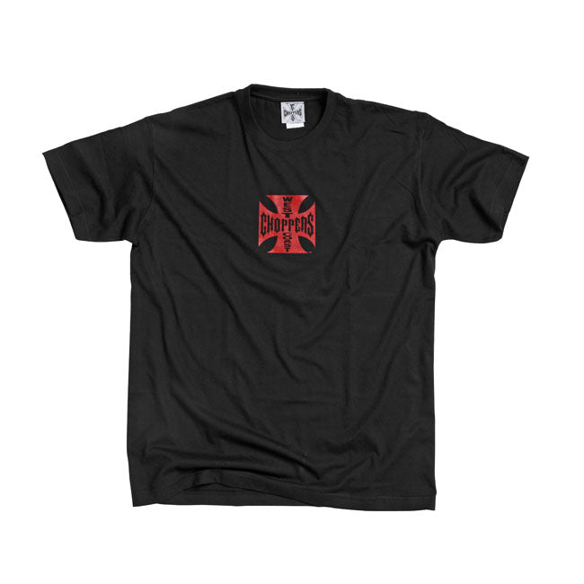 West Coast Choppers WCC OG Classic T Shirt Zwart Rood OG Cross Logo Long Beach Katoen Premium