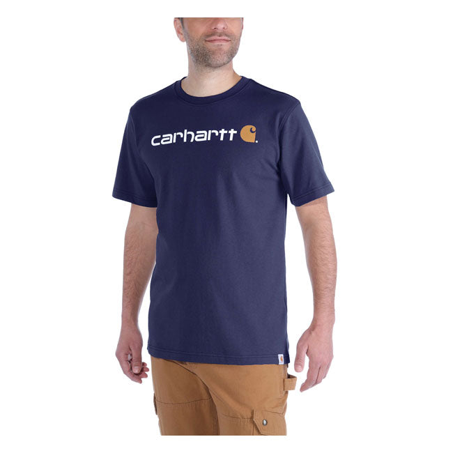 For generations; Carhartt has made work clothes for men and women who work hard. This Carhartt Logo graphic relaxed fit t-shirt honors that heritage with a logo on the chest. Made with cotton that''s durable enough for the workday and soft enough for the weekend. Relaxed Fit Rib knit crew neck Flat two needle cover stitch hem Carhartt "Signature Logo" plastisol graphic print on chest 6.75 oz/ydý - 229 gsm Heavyweight jersey
