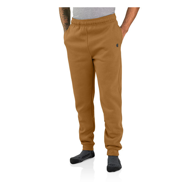 RELAXED FIT; TAPERED LEG ú 10.5 oz/ydý - 356 gsm ú 50% Cotton/50% Polyester ú Mid Weight Fleece ú Adjustable waistband with hidden drawcord ú Long Trousers ú Two front pockets with zipper closure ú Secure zippered back pocket on wearer''s right side ú Stretchable; elastane reinforced rib knit cuffs ú Carhartt signature logo printed on wearer''s left side ú Carhartt label sewn on pocket