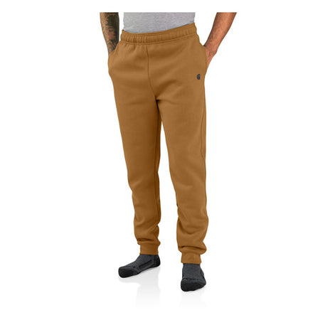 RELAXED FIT; TAPERED LEG ú 10.5 oz/ydý - 356 gsm ú 50% Cotton/50% Polyester ú Mid Weight Fleece ú Adjustable waistband with hidden drawcord ú Long Trousers ú Two front pockets with zipper closure ú Secure zippered back pocket on wearer''s right side ú Stretchable; elastane reinforced rib knit cuffs ú Carhartt signature logo printed on wearer''s left side ú Carhartt label sewn on pocket