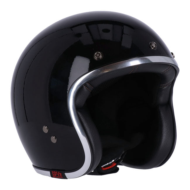 13 And A Half Company Skull Bucket Helm Zwart ECE 22.06 Glasvezel Oldschool Retro Look Motorfietshelm