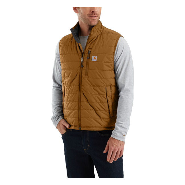 When it''s just cool enough to call for core warmth; this men''s vest has you covered with a lightweight and insulated design. The durable CorduraT Fabric fabric shell is lined with smooth nylon and has a design that layers well underneath heavier coats in the winter. Designed to make water bead-up and roll off; it keeps you dry in a light rain. Relaxed Fit Rain DefenderT  Durable Water repellent finish Wind FighterT - Wind resistant Mock neck Sleeveless Left chest pocket with zipper closure Two lowe